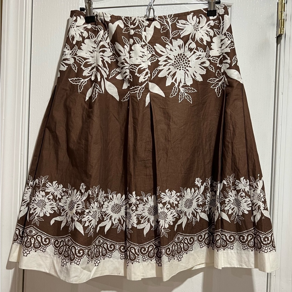 Ann Taylor Loft cotton brown and ivory skirt size 4